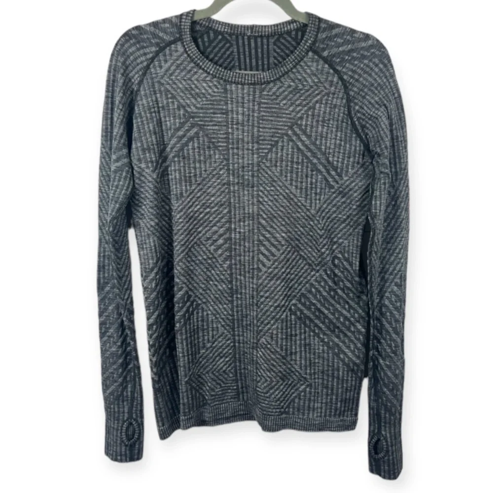 Lululemon Rest Less Pullover Top First Release Crew Neck  Heathered Black